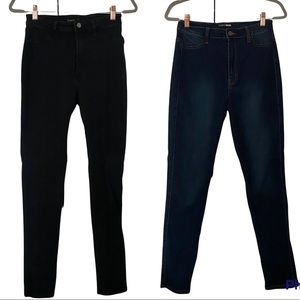 Fashion nova high waisted black and dark blue denim skinny jeans bundle